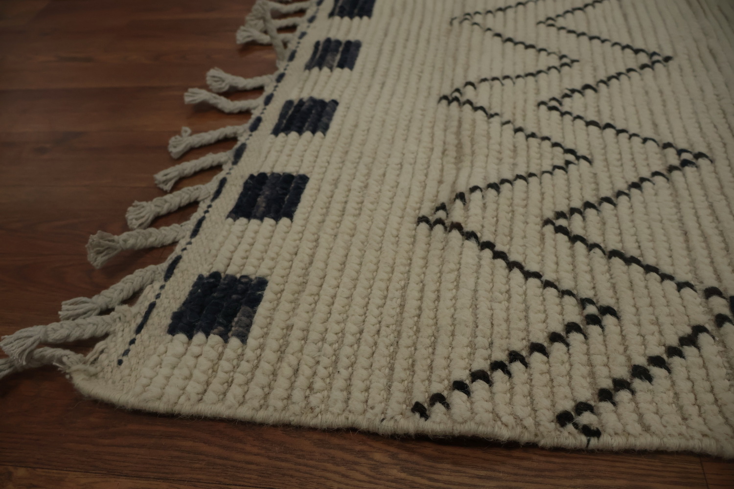 Ethnic Inspired Neutral Moroccan Area Rug 8x11 with Detailed Shapes