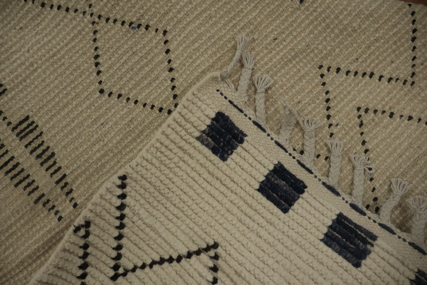 Ethnic Inspired Neutral Moroccan Area Rug 8x11 with Detailed Shapes