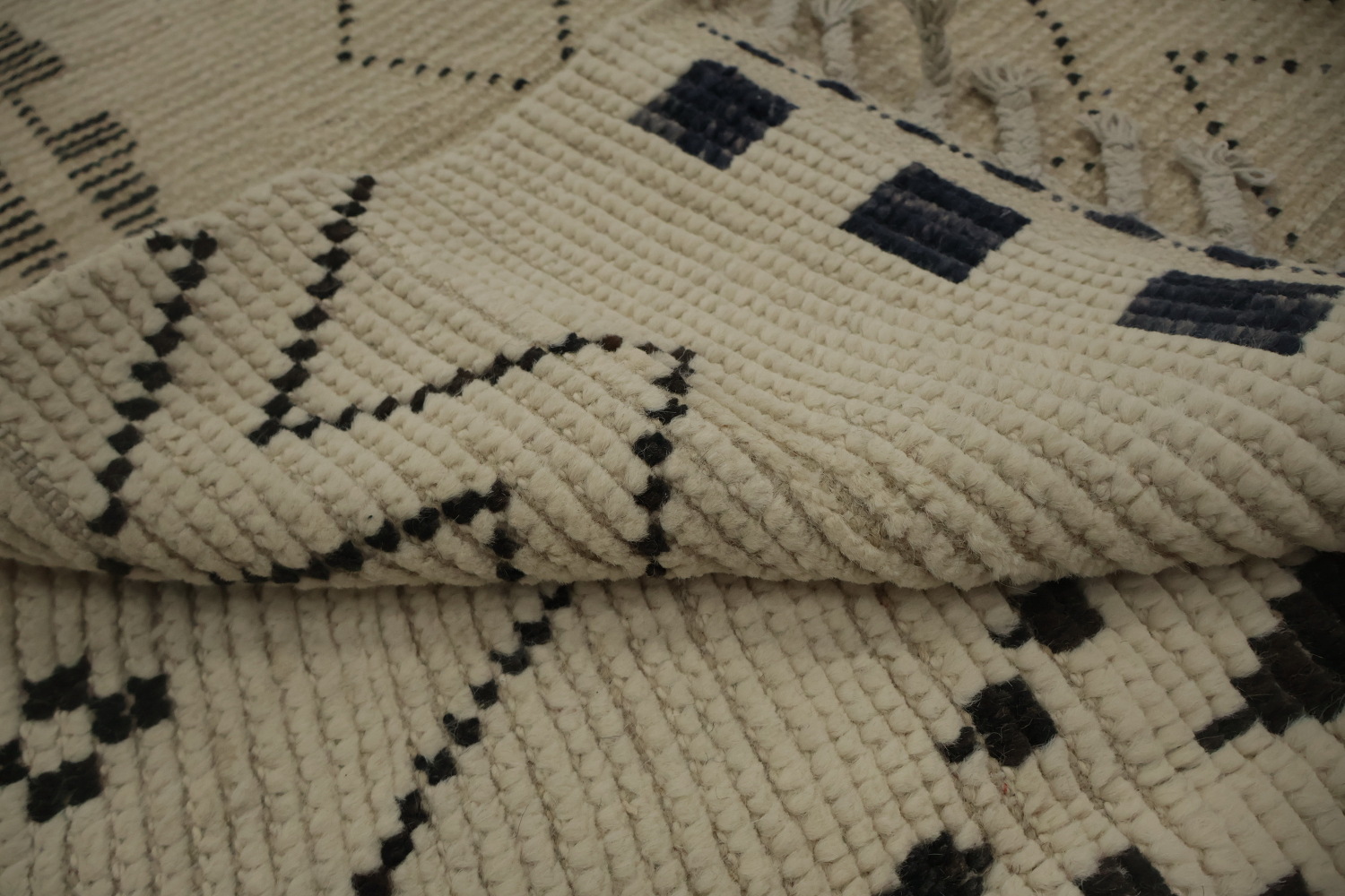 Ethnic Inspired Neutral Moroccan Area Rug 8x11 with Detailed Shapes