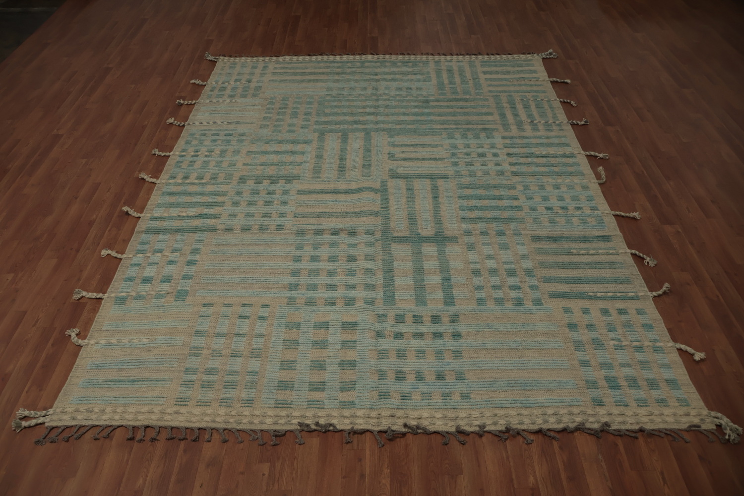 Artistic Handcrafted Moroccan Area Rug 8x11 Featuring Stripe Designs
