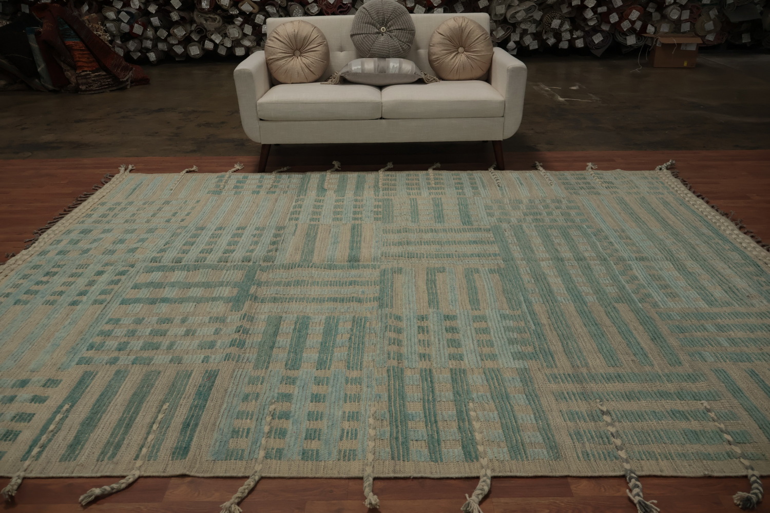 Artistic Handcrafted Moroccan Area Rug 8x11 Featuring Stripe Designs
