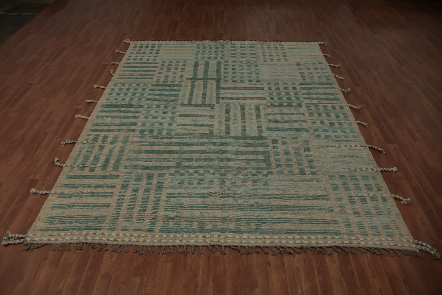 Artistic Handcrafted Moroccan Area Rug 8x11 Featuring Stripe Designs