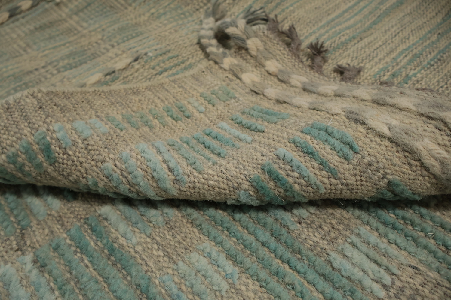 Artistic Handcrafted Moroccan Area Rug 8x11 Featuring Stripe Designs