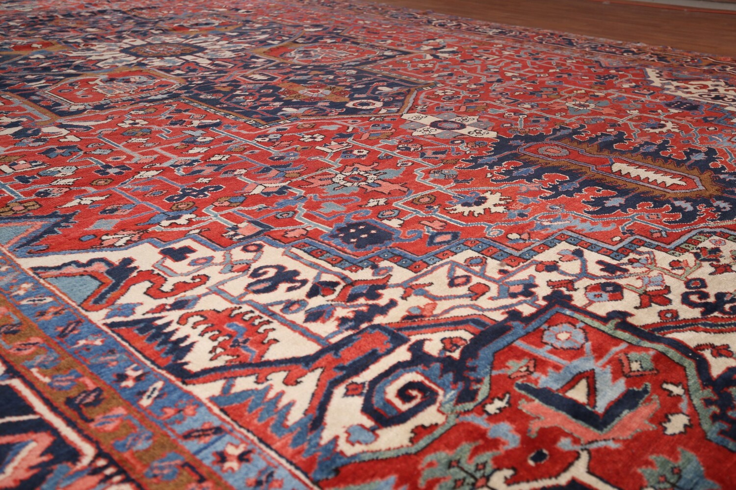 Pre-1900 Vegetable Dye Heriz Serapi Persian Large Rug 11x19
