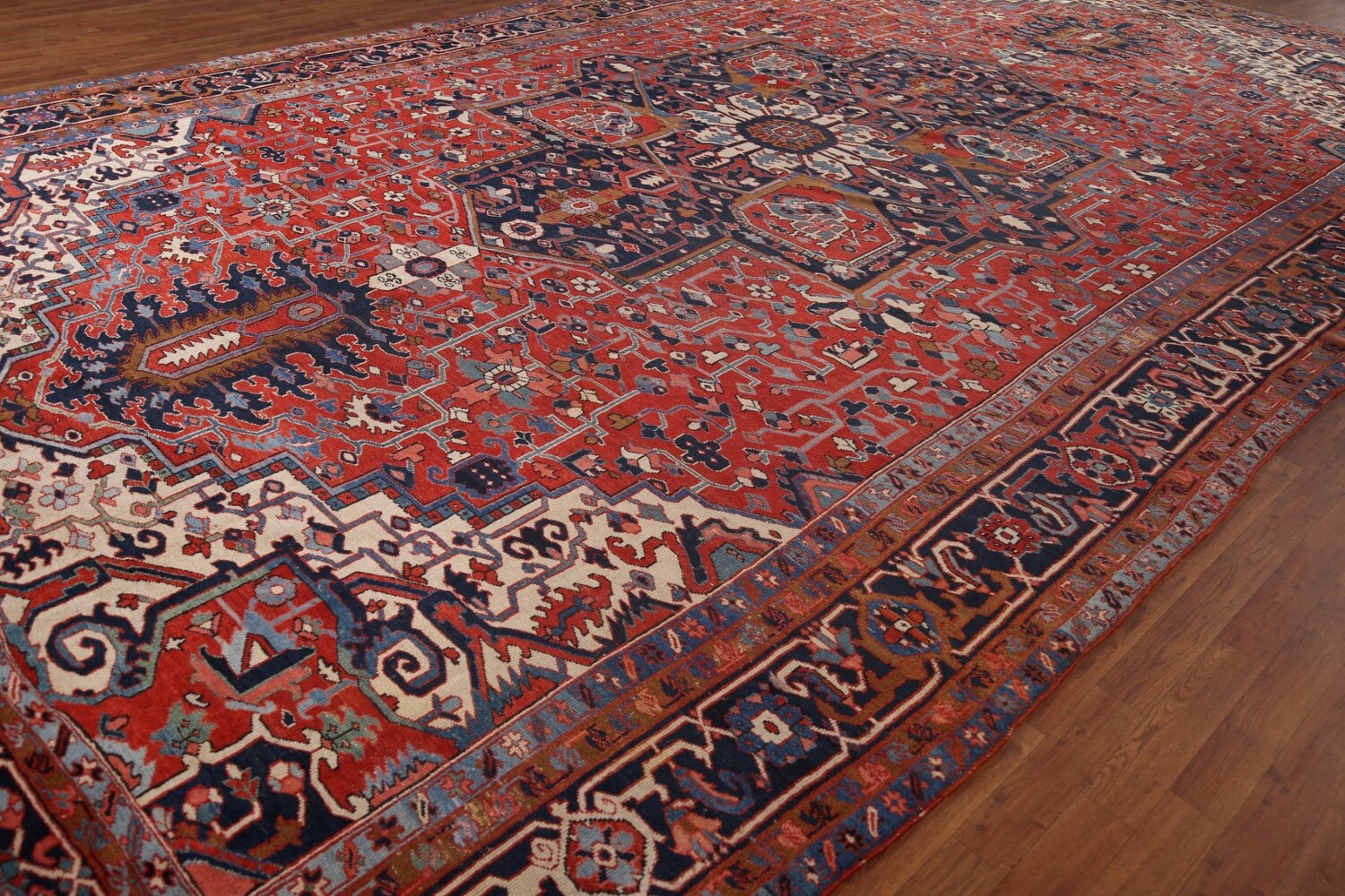 Pre-1900 Vegetable Dye Heriz Serapi Persian Large Rug 11x19