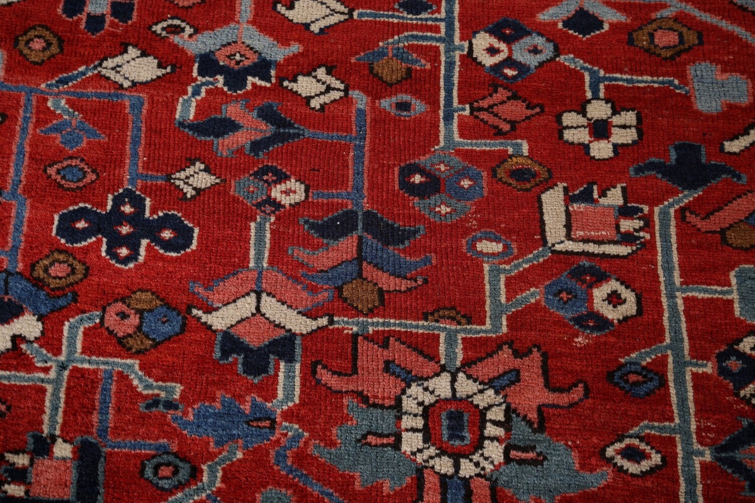 Pre-1900 Vegetable Dye Heriz Serapi Persian Large Rug 11x19