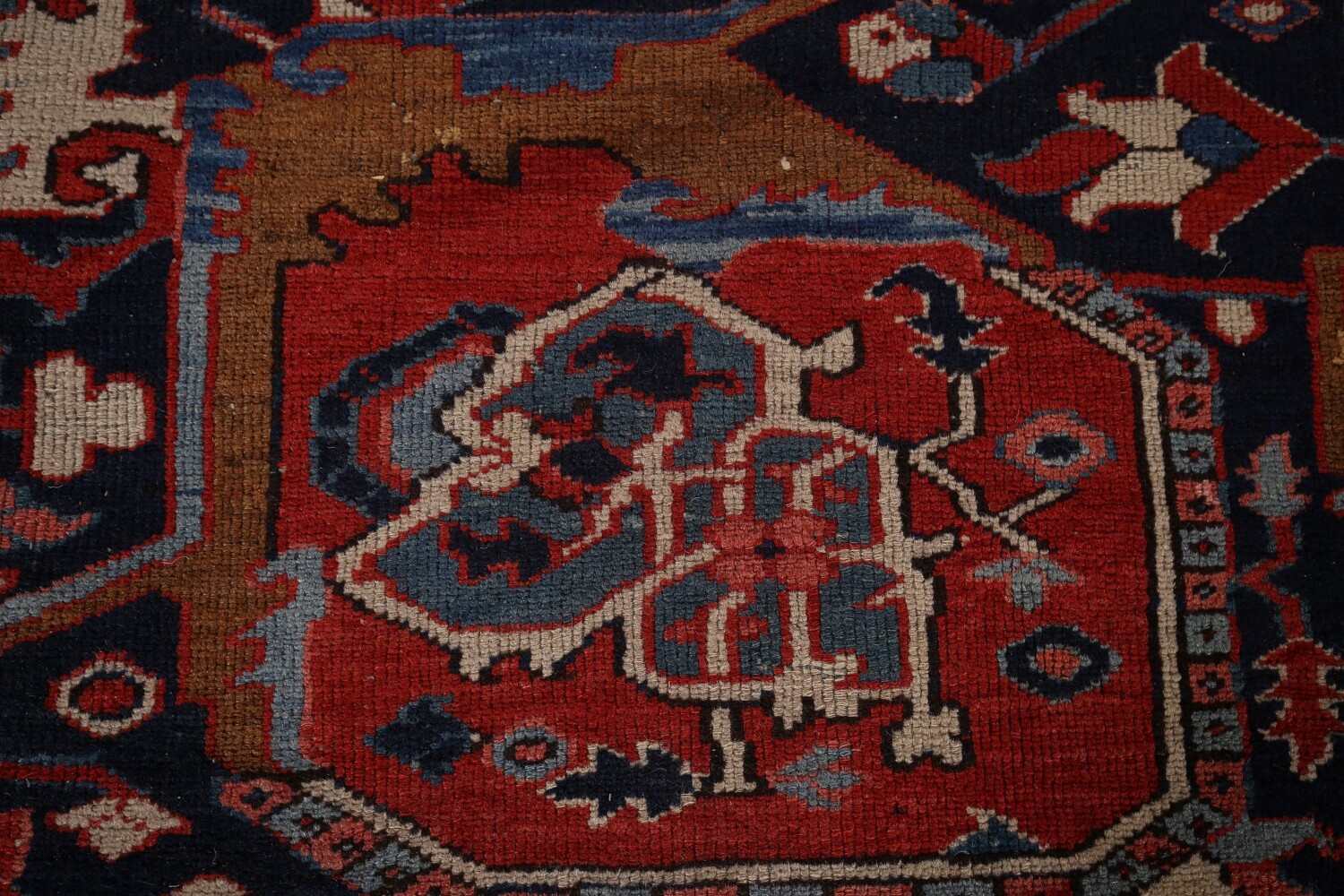 Pre-1900 Vegetable Dye Heriz Serapi Persian Large Rug 11x19
