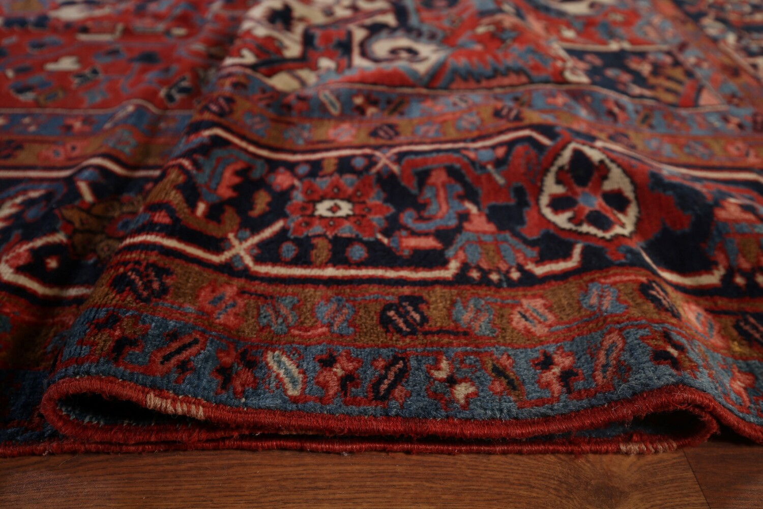 Pre-1900 Vegetable Dye Heriz Serapi Persian Large Rug 11x19