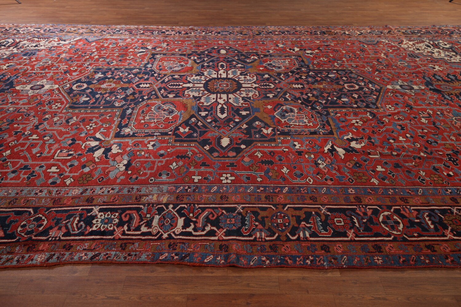 Pre-1900 Vegetable Dye Heriz Serapi Persian Large Rug 11x19