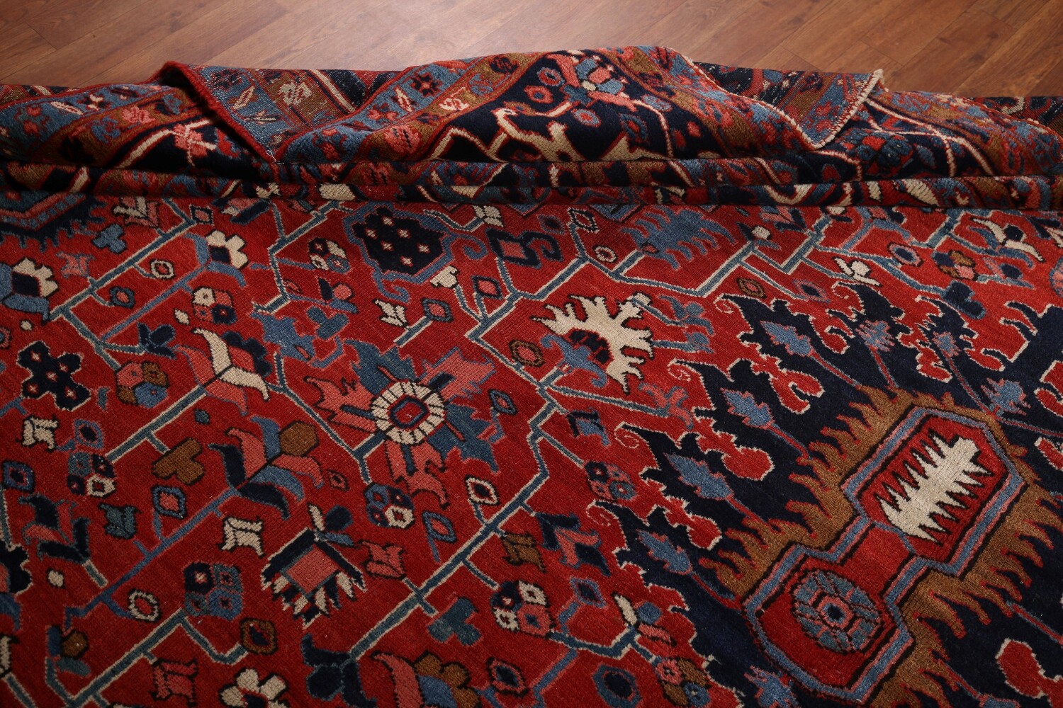 Pre-1900 Vegetable Dye Heriz Serapi Persian Large Rug 11x19