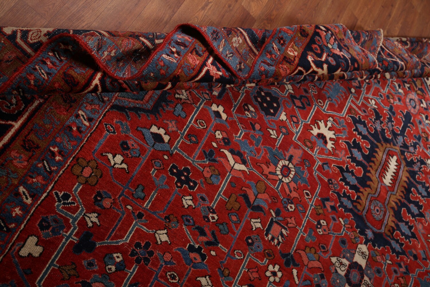 Pre-1900 Vegetable Dye Heriz Serapi Persian Large Rug 11x19