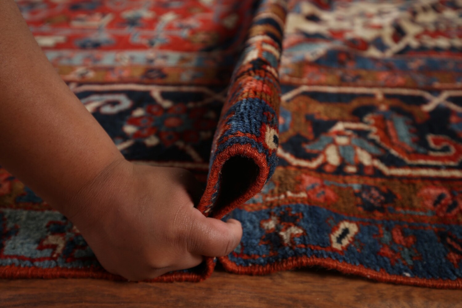 Pre-1900 Vegetable Dye Heriz Serapi Persian Large Rug 11x19