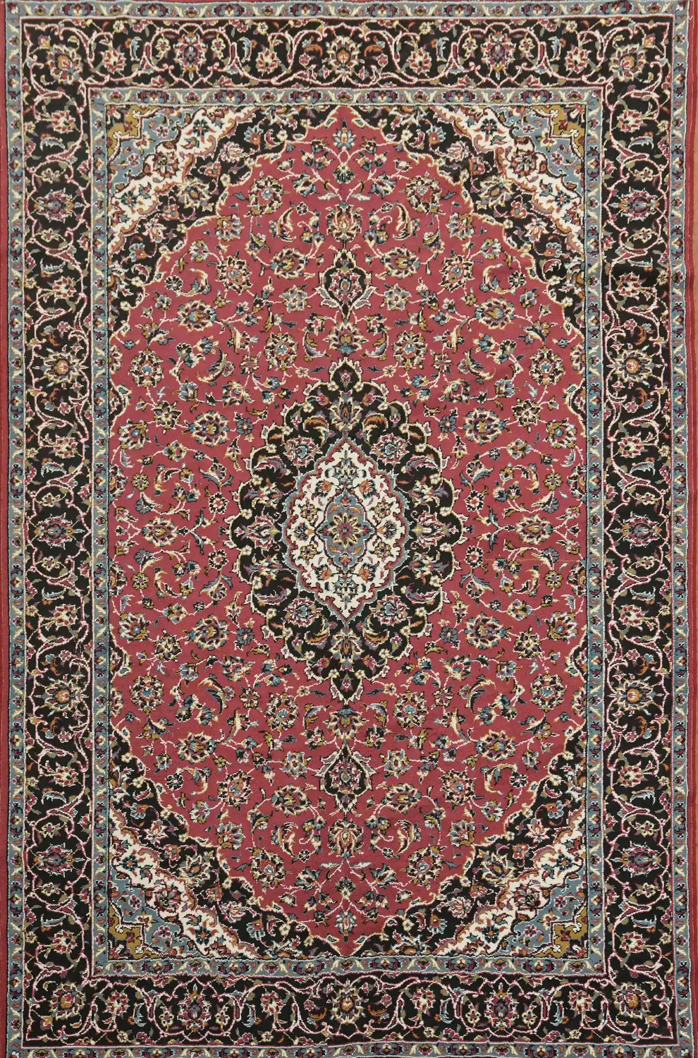 Luxury Persian-inspired Red and Navy Blue Rug 6'x10'