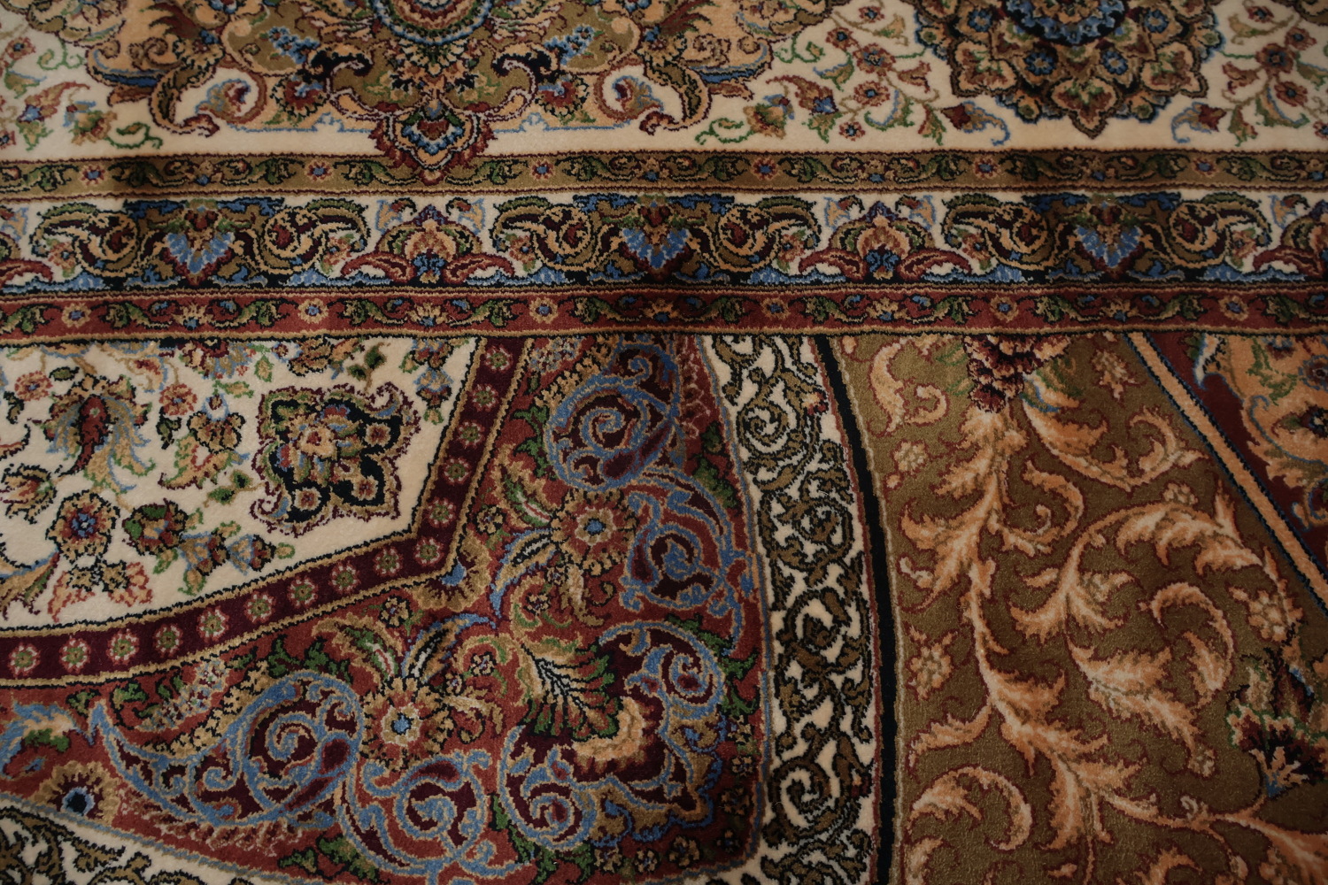 Classic Qum Area Rug 7x10 with Ornamental Pattern and Rich Hues