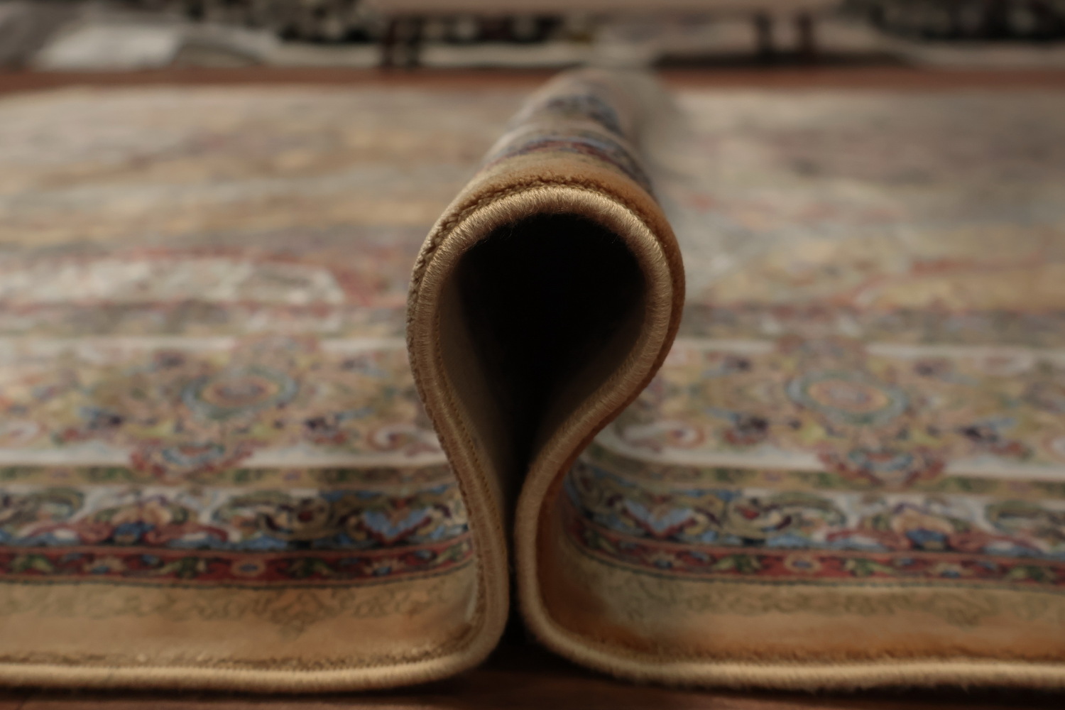 Classic Qum Area Rug 7x10 with Ornamental Pattern and Rich Hues