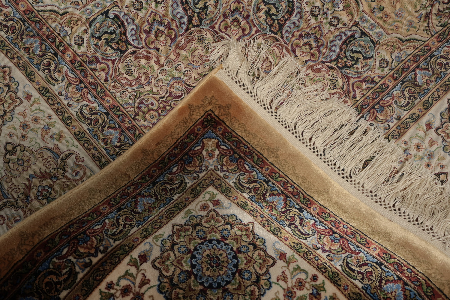 Classic Qum Area Rug 7x10 with Ornamental Pattern and Rich Hues