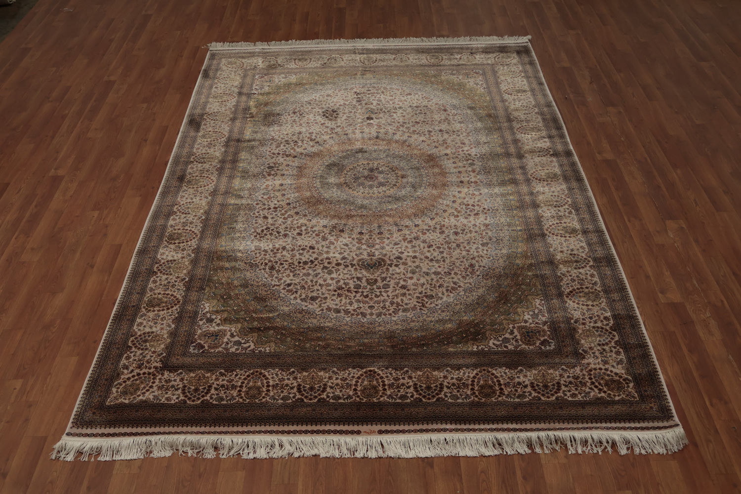 Traditional Floral Silk Qum Living Room Area Rug 7x10