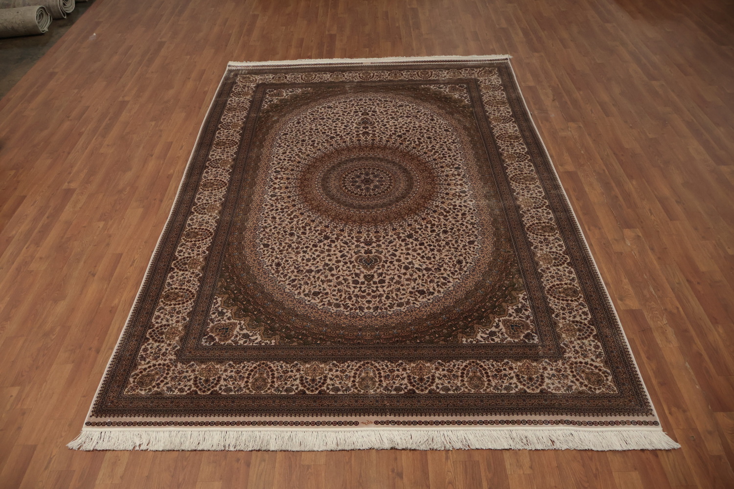 Traditional Floral Silk Qum Living Room Area Rug 7x10