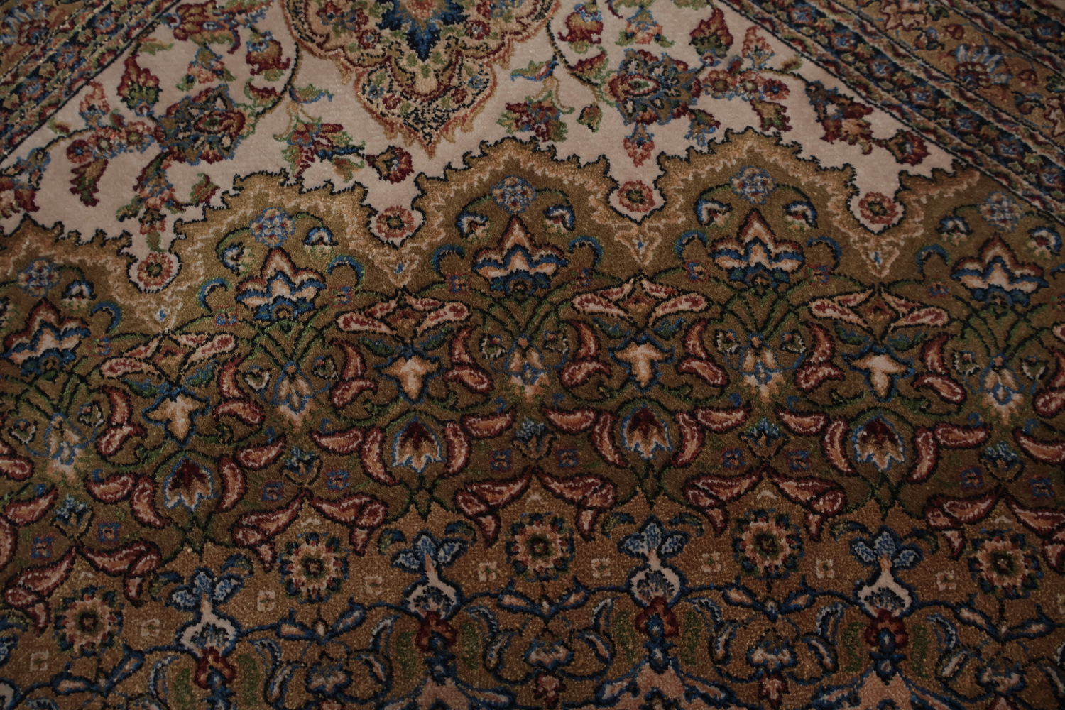 Traditional Floral Silk Qum Living Room Area Rug 7x10
