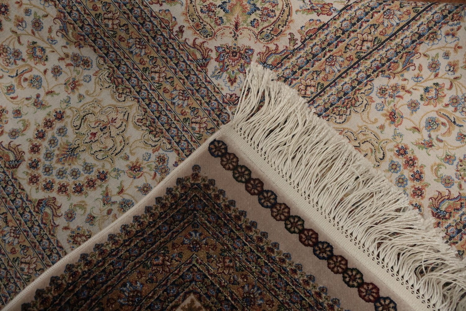 Traditional Floral Silk Qum Living Room Area Rug 7x10