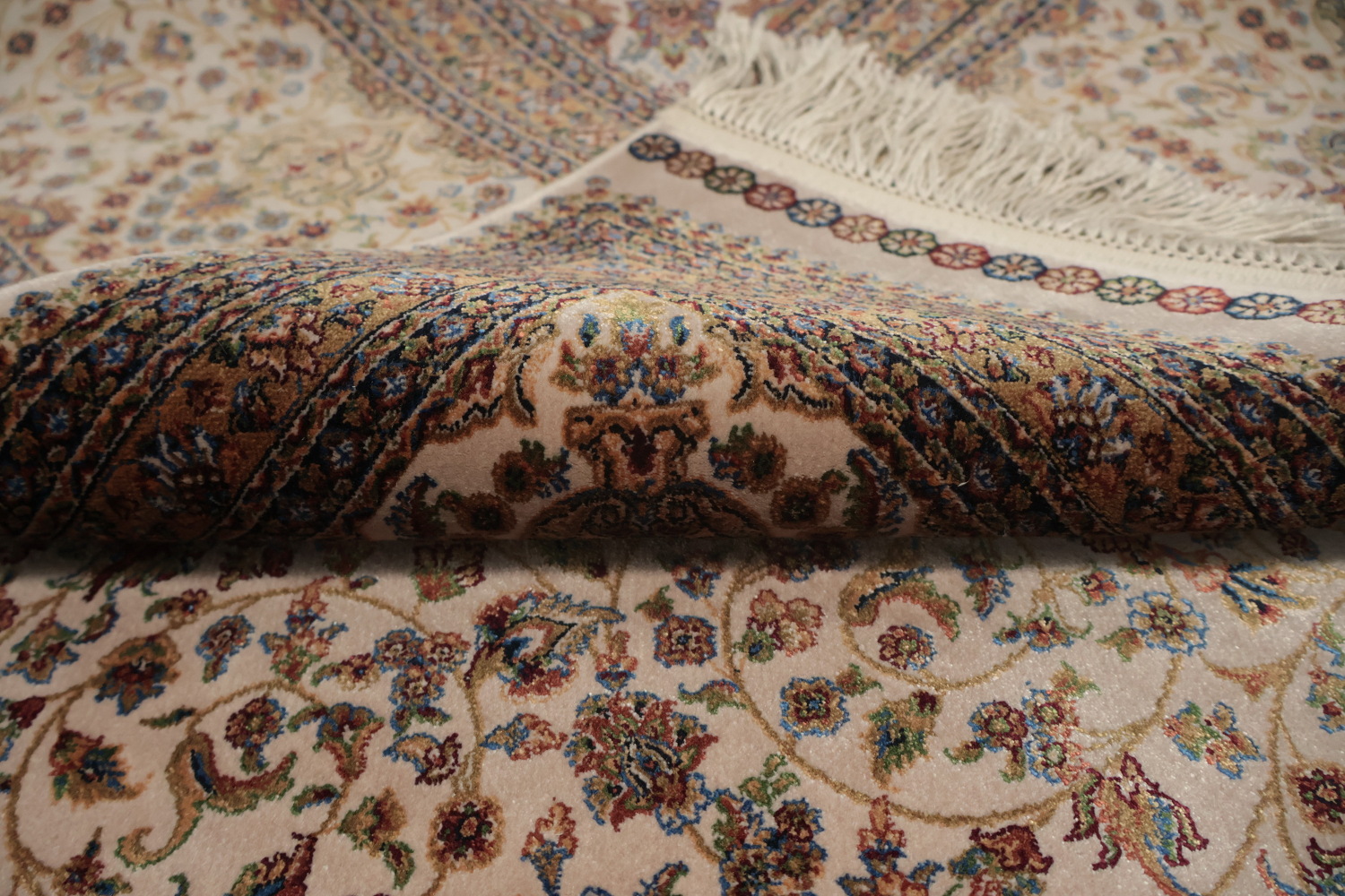 Traditional Floral Silk Qum Living Room Area Rug 7x10