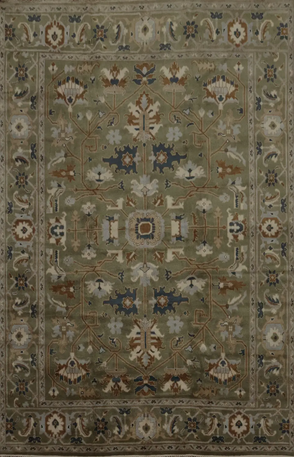 Ornately Green Oushak Area Rug 9x12 for Classy Spaces