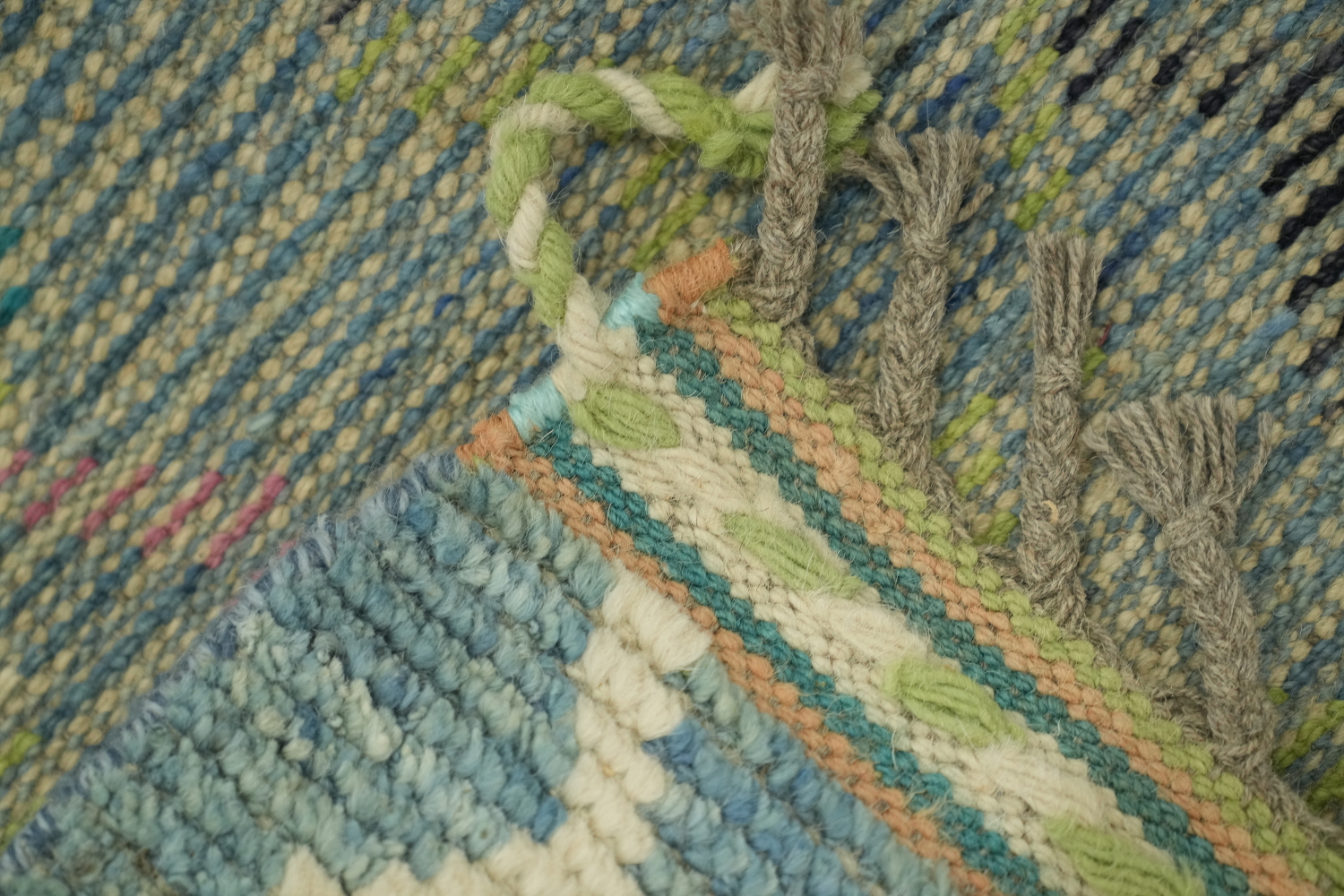 Contemporary Blue Moroccan Runner Rug 3x16