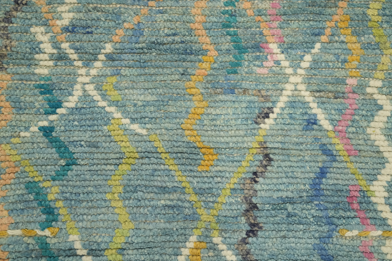 Contemporary Blue Moroccan Runner Rug 3x16