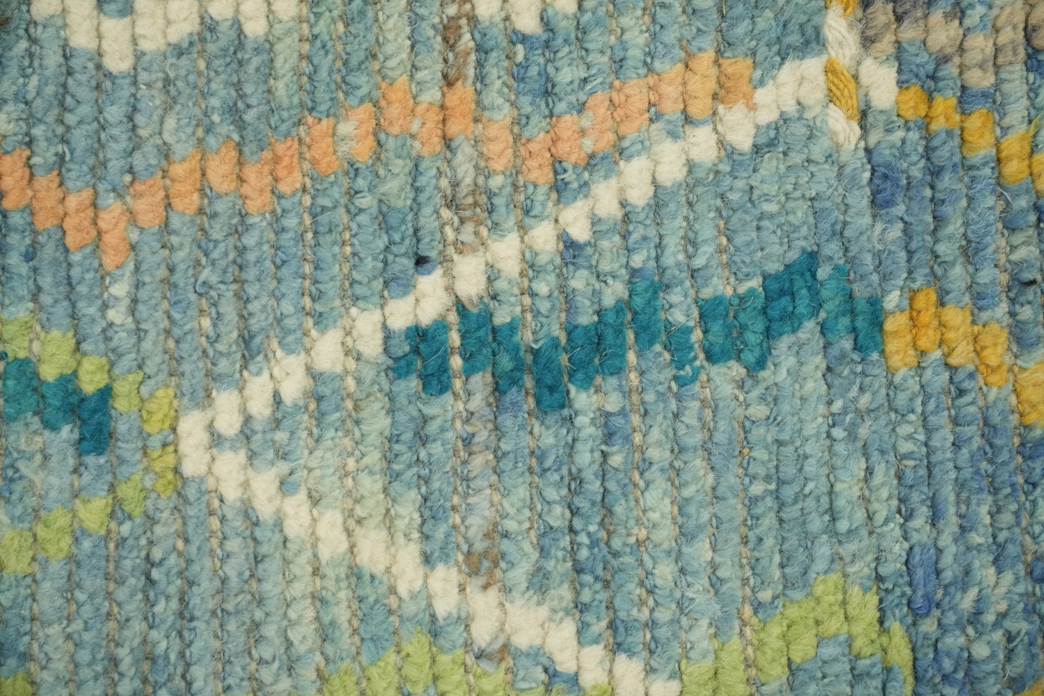 Contemporary Blue Moroccan Runner Rug 3x16
