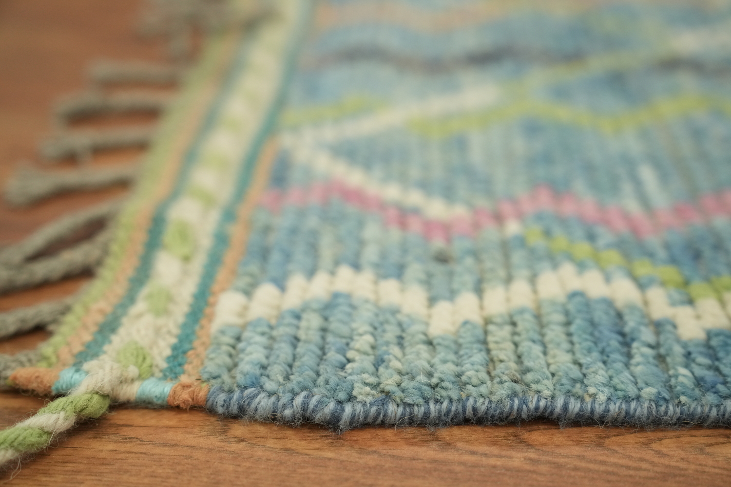 Contemporary Blue Moroccan Runner Rug 3x16