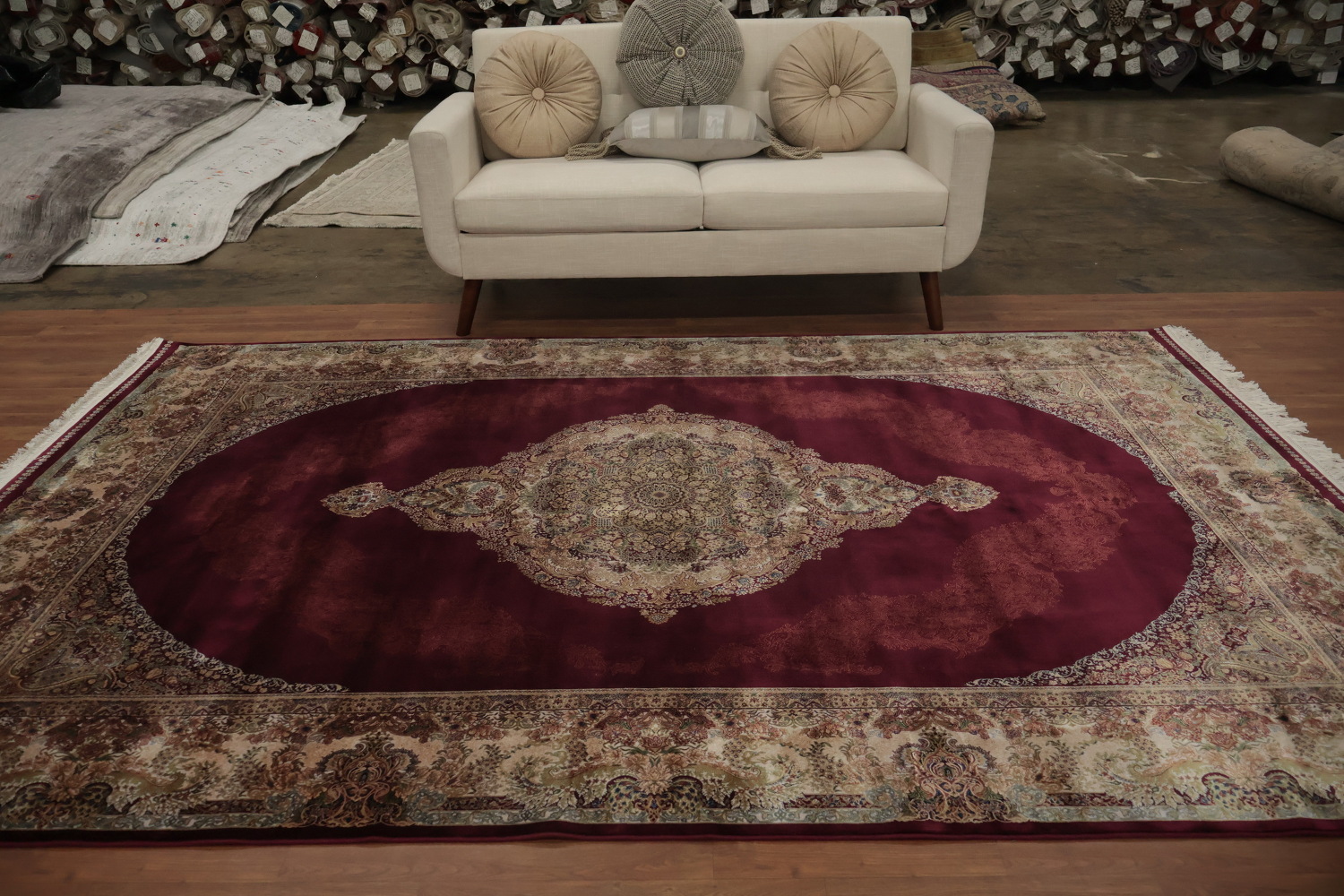 Stunning Traditional Qum Area Rug 6x10 with Intricate Burgundy Motif