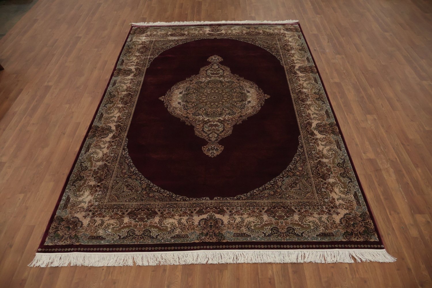 Stunning Traditional Qum Area Rug 6x10 with Intricate Burgundy Motif