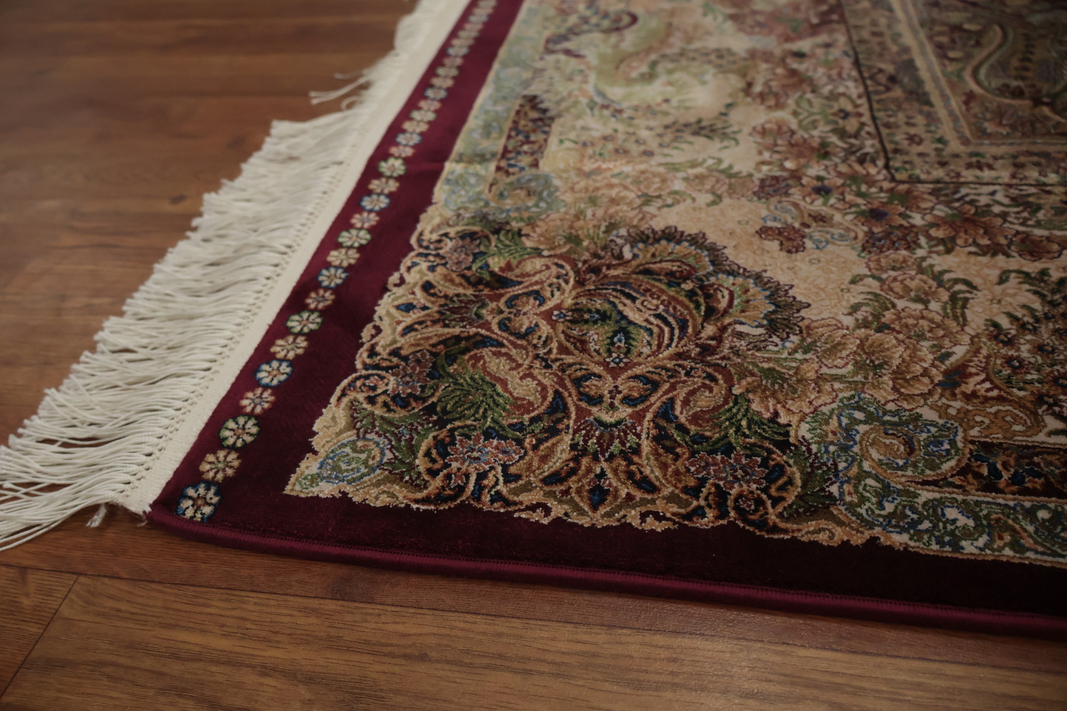 Stunning Traditional Qum Area Rug 6x10 with Intricate Burgundy Motif