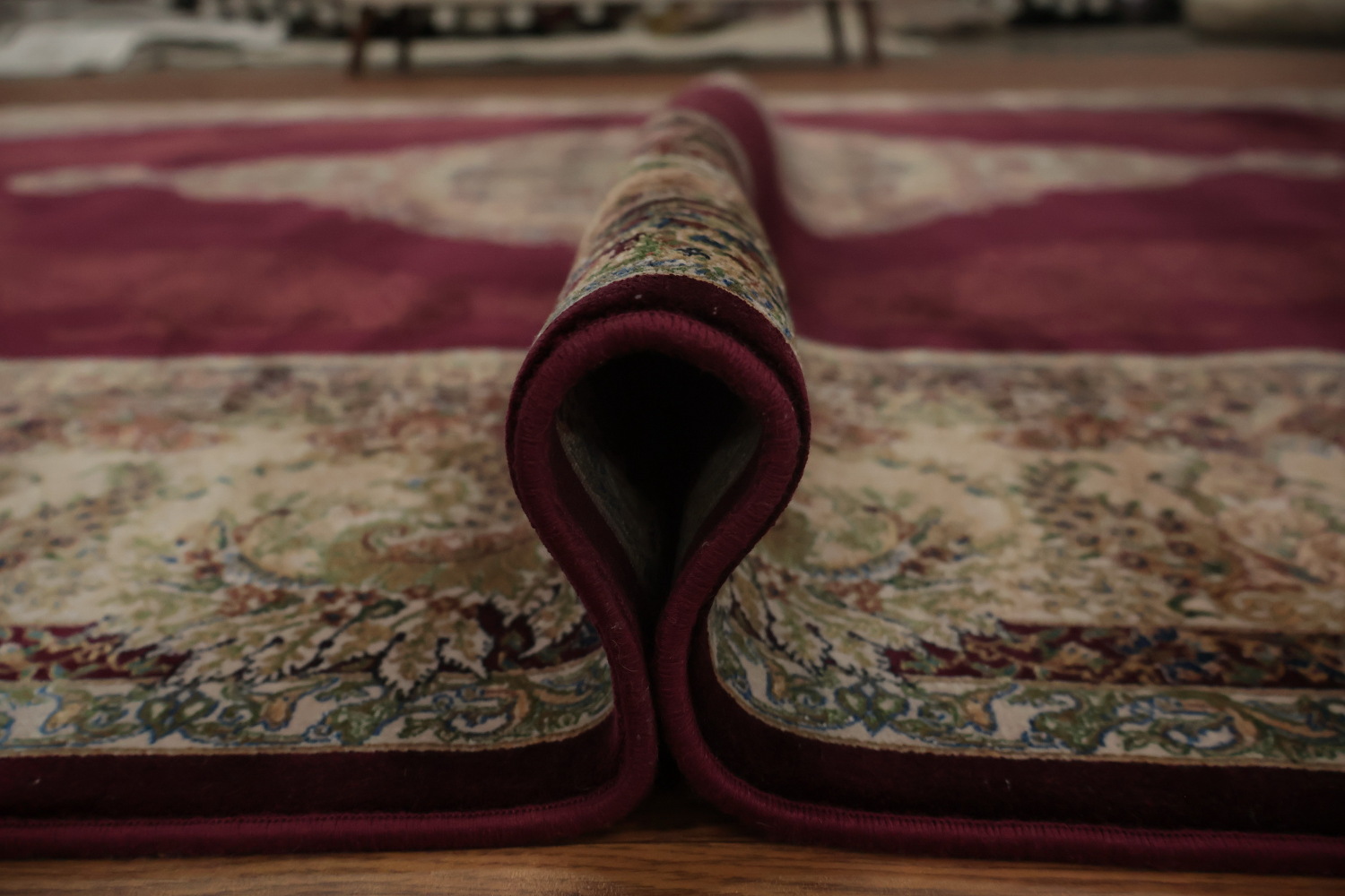 Stunning Traditional Qum Area Rug 6x10 with Intricate Burgundy Motif
