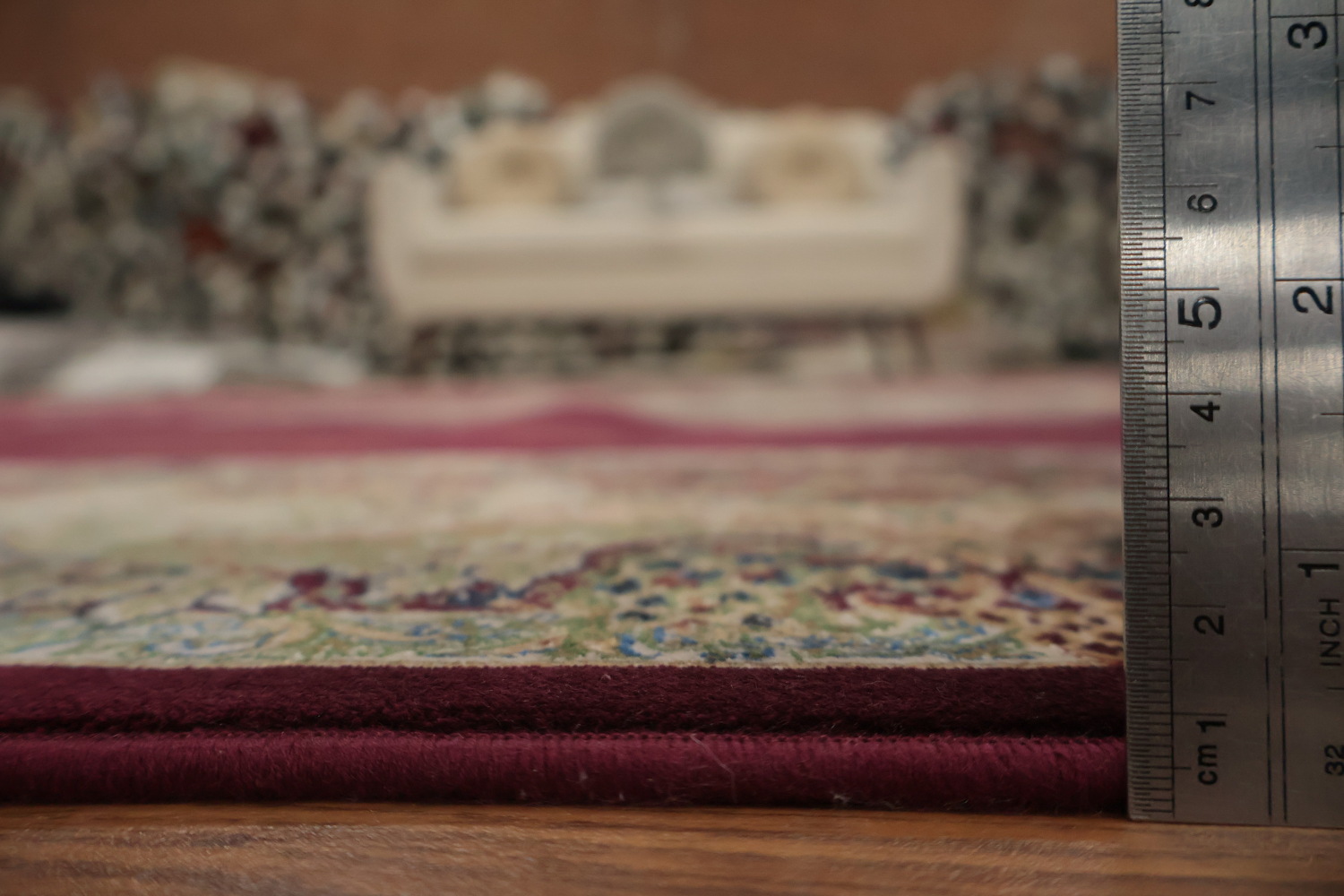 Stunning Traditional Qum Area Rug 6x10 with Intricate Burgundy Motif