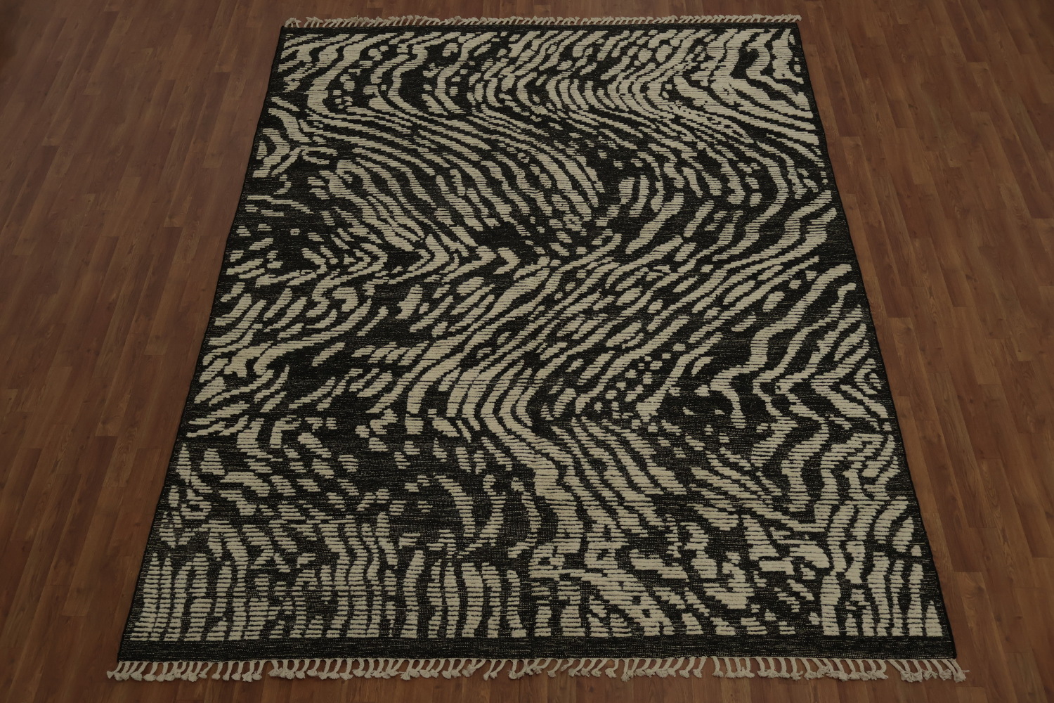 All-Over Black & White Moroccan Abstract Area Rug 8x10