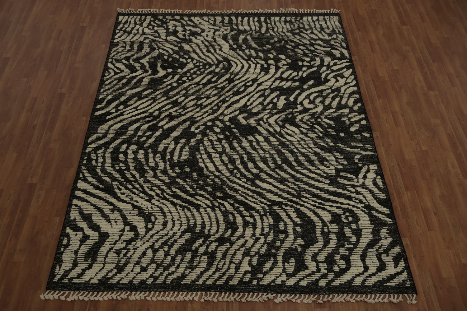 All-Over Black & White Moroccan Abstract Area Rug 8x10