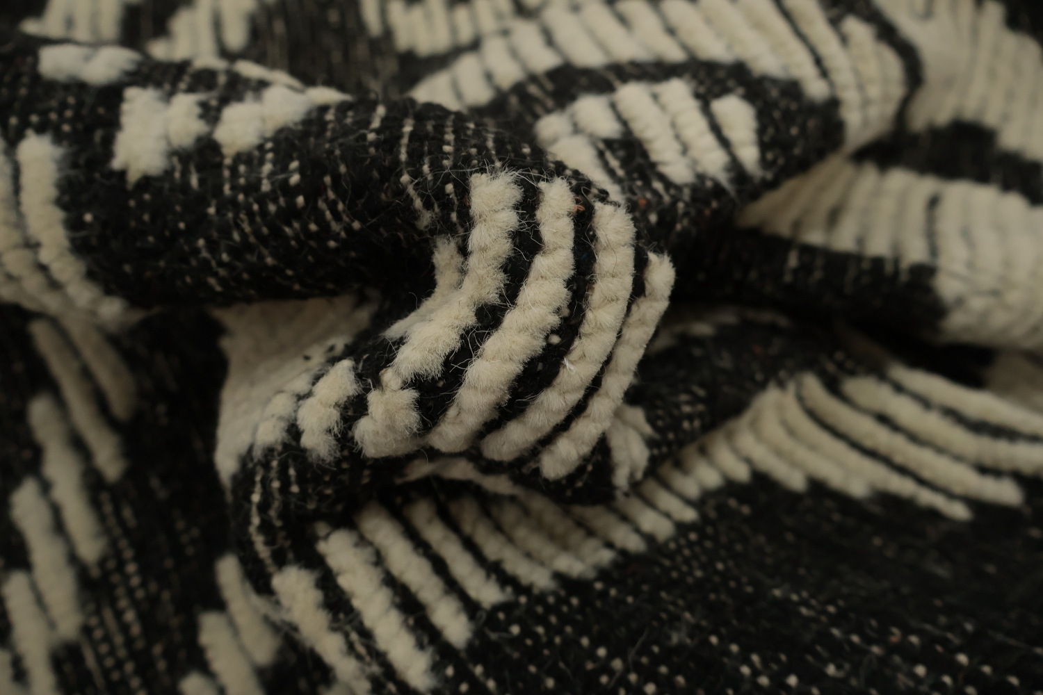 All-Over Black & White Moroccan Abstract Area Rug 8x10