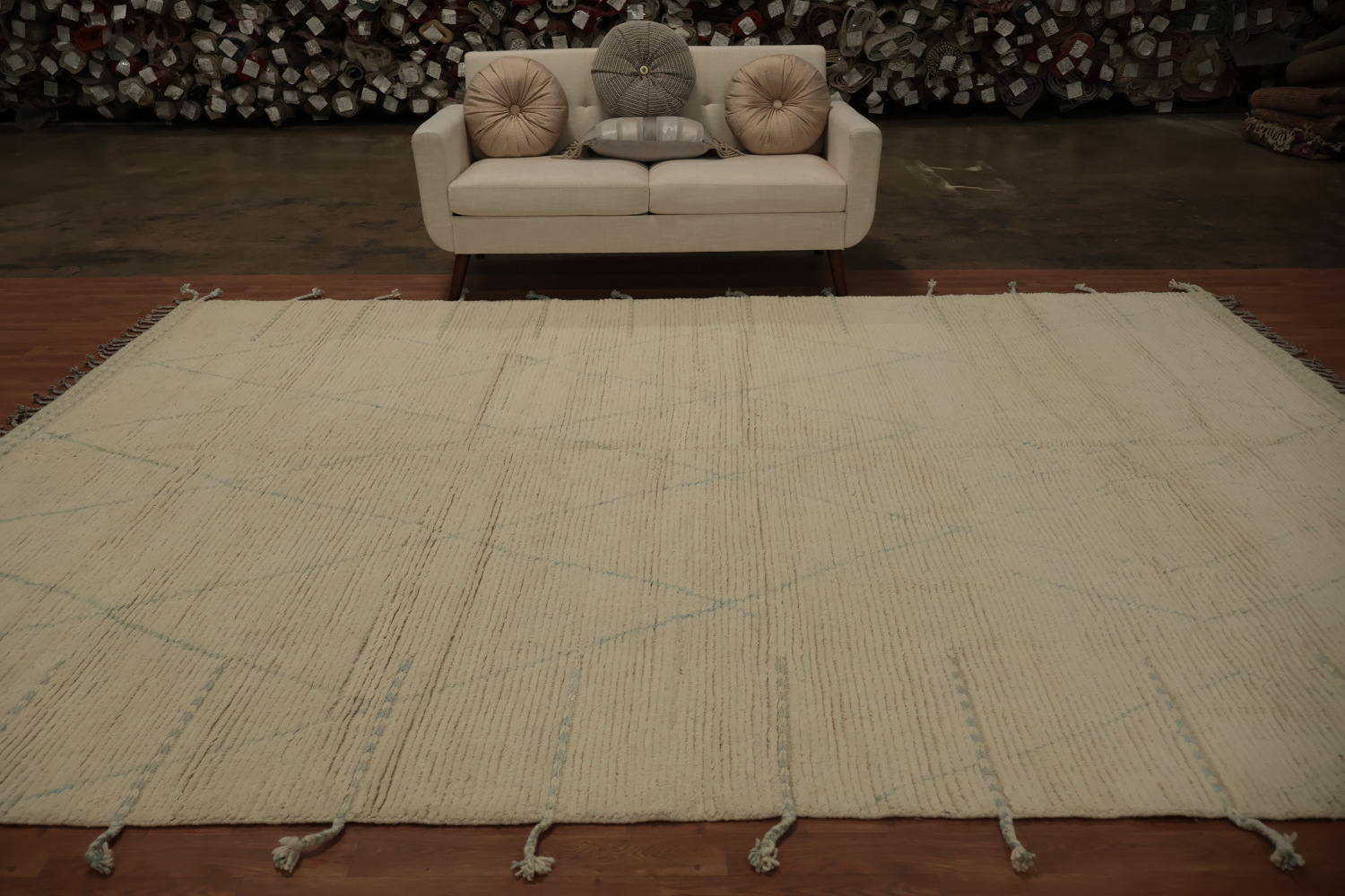 Minimalist Moroccan Area Rug 9x12 with Subtle Geometric Patterns