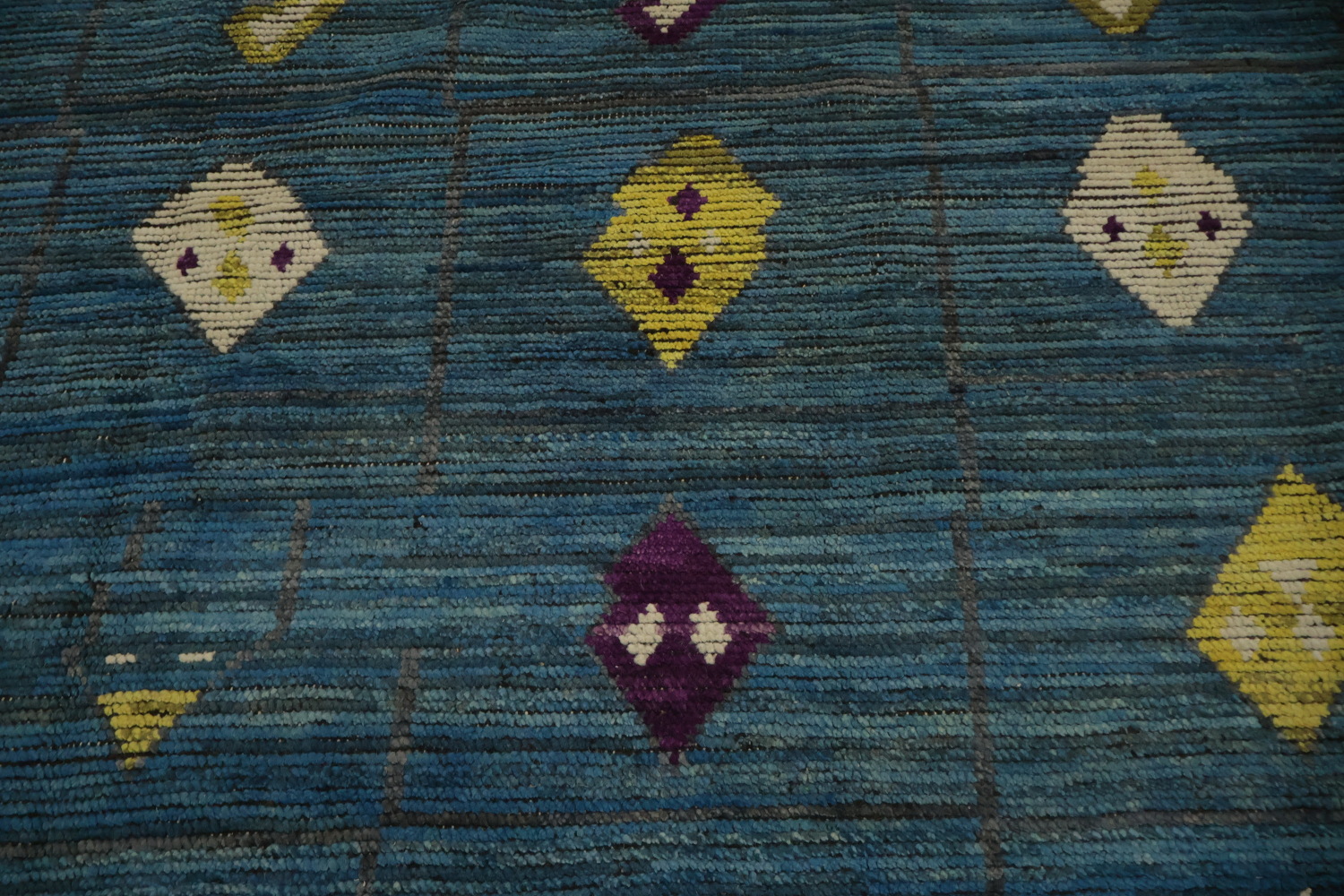 Blue Geometric Moroccan Oriental Large Rug 12x18