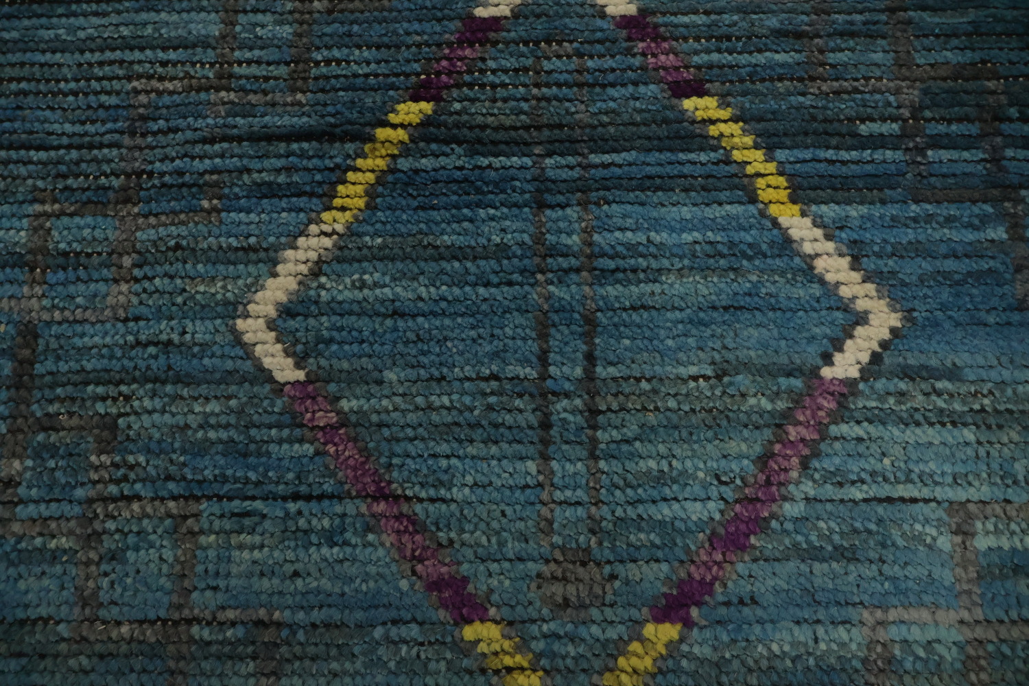 Blue Geometric Moroccan Oriental Large Rug 12x18