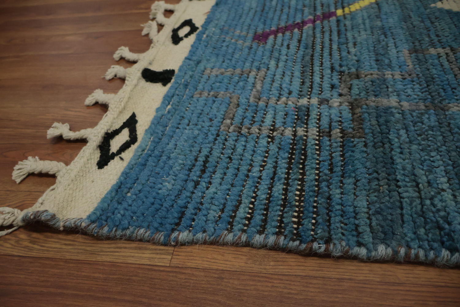 Blue Geometric Moroccan Oriental Large Rug 12x18