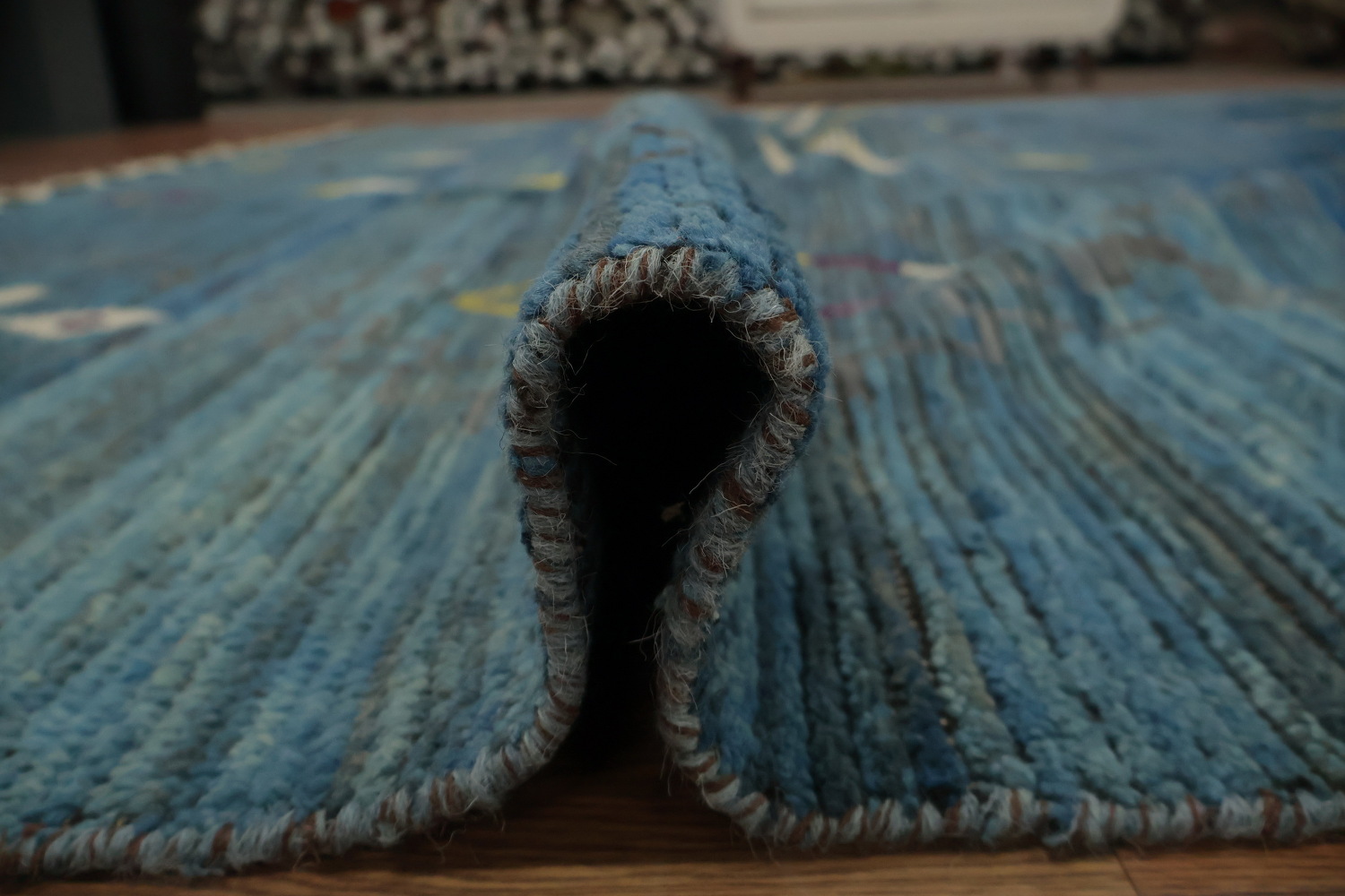Blue Geometric Moroccan Oriental Large Rug 12x18