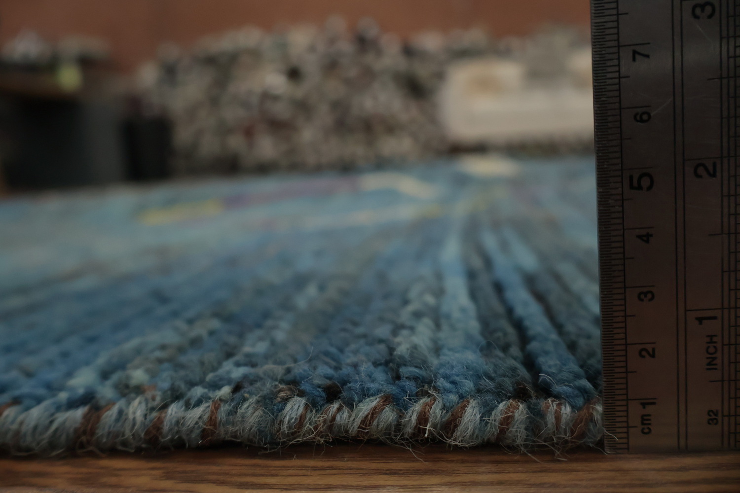 Blue Geometric Moroccan Oriental Large Rug 12x18