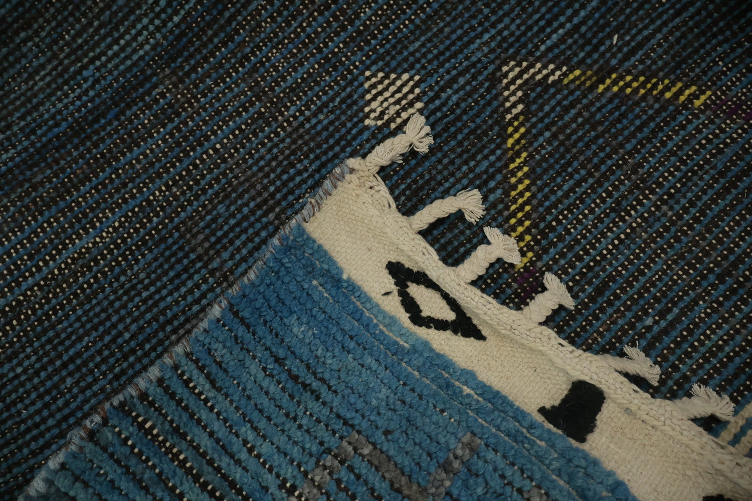 Blue Geometric Moroccan Oriental Large Rug 12x18