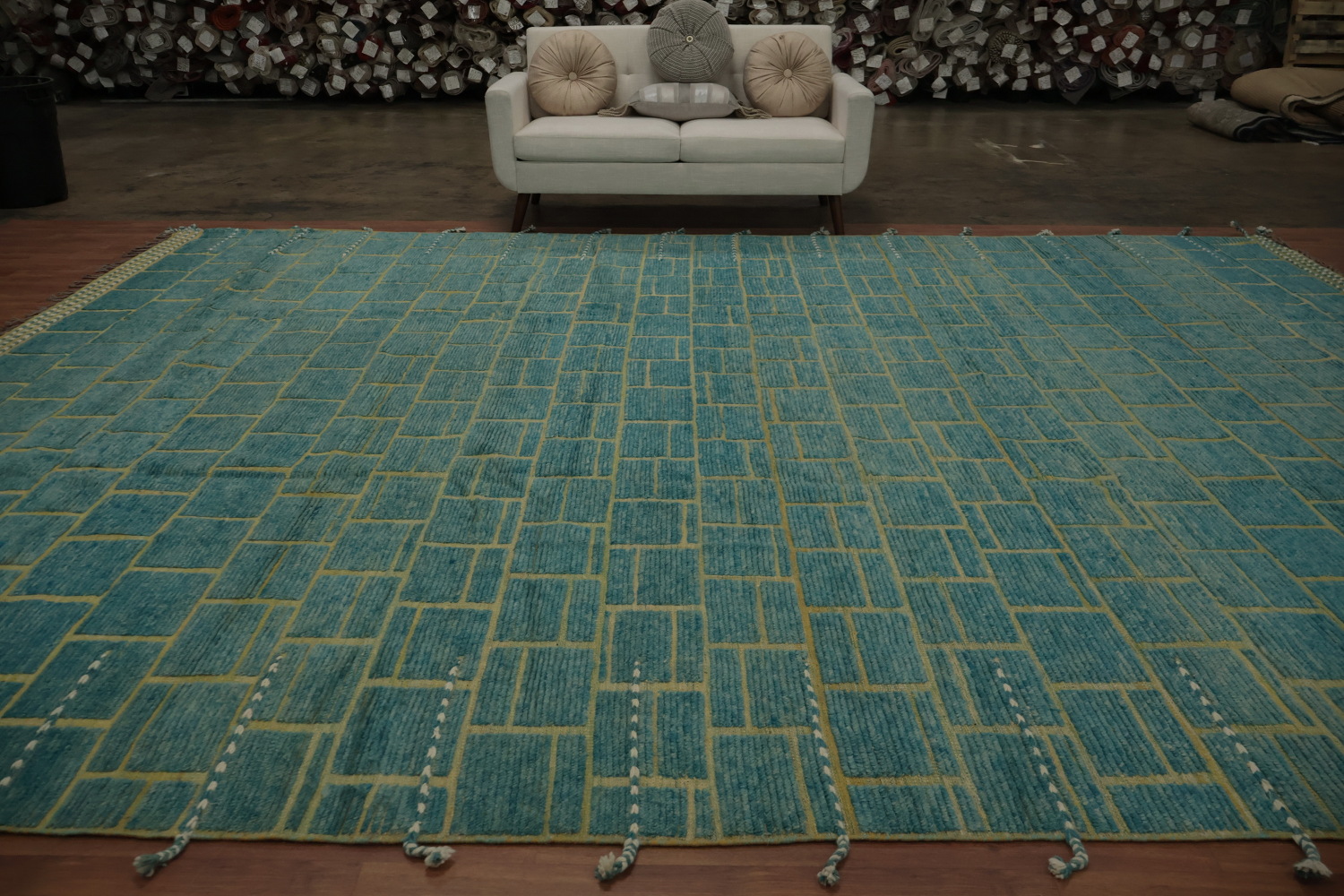Teal Oasis Intricate Geometric Moroccan Large Rug 12x16