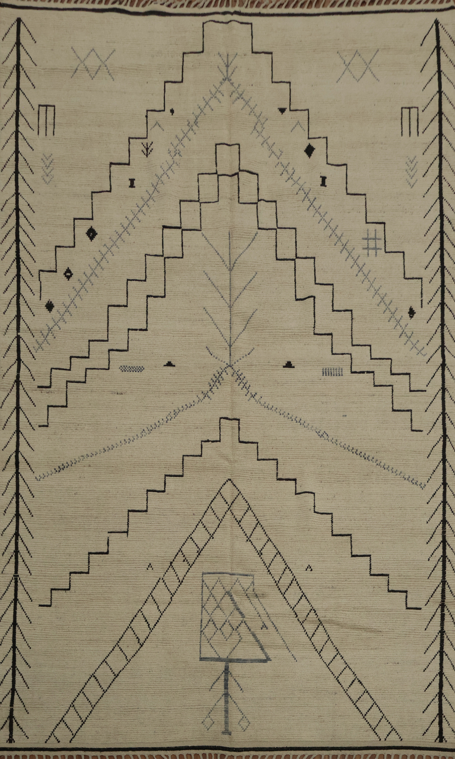 Geometric Wool Ivory Moroccan Oriental Area Rug 9x13