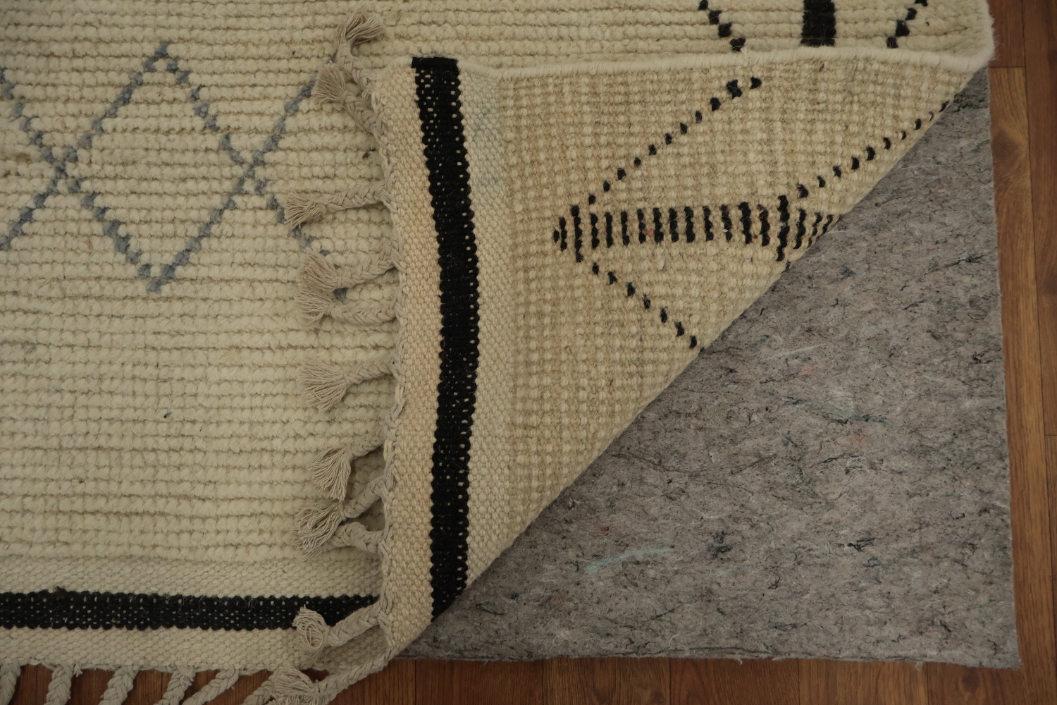 Geometric Wool Ivory Moroccan Oriental Area Rug 9x13