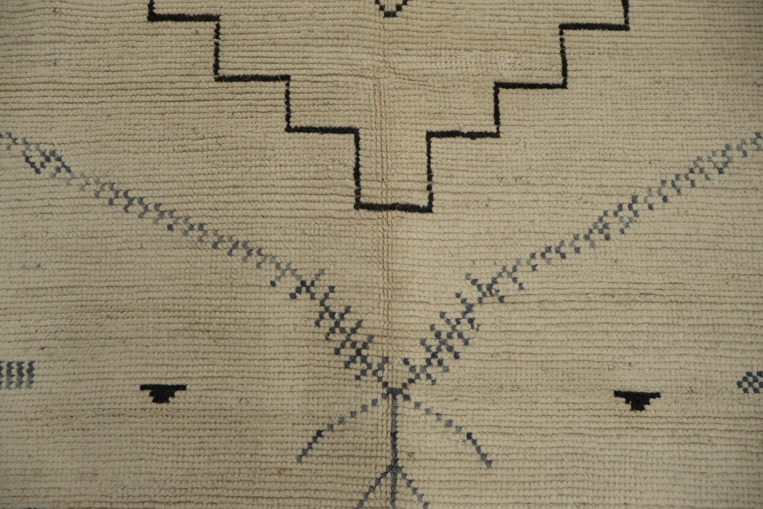 Geometric Wool Ivory Moroccan Oriental Area Rug 9x13
