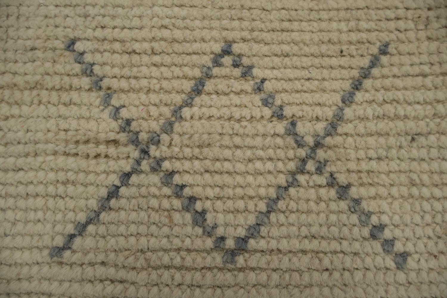 Geometric Wool Ivory Moroccan Oriental Area Rug 9x13
